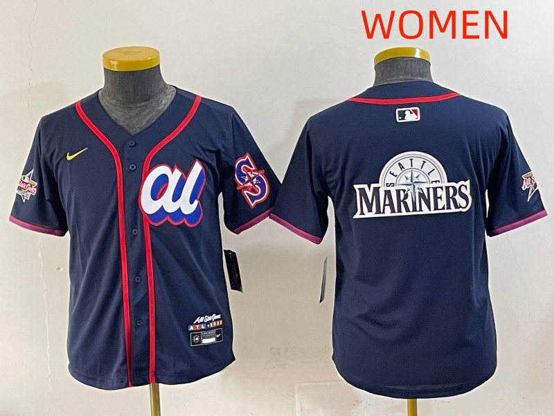 Women 2025 Seattle Mariners Blank Drak Blue All star Blank Blue Nike MLB Jersey style 3->new york rangers->NHL Jersey